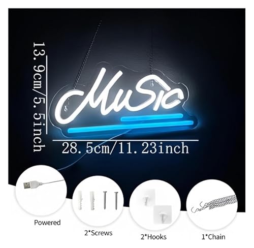 Enseigne lumineuse Music néon LED décorative à intensité variable - 3