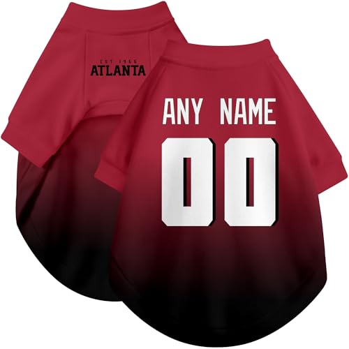 Image of Atlanta Dog Clothes Jersey Style Personalized Pet T Shirt with Custom Name Number for Small Medium Large Dogs