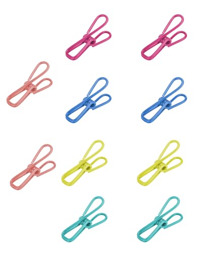 Multipurpose 2 in Chip Bag Clips 10 Pack Metal Clips for Kitchen Food Storage, Laundry Hanging, Bag Chip Bag Sealing - Easy to Use Strong Grip Clips for Home Organizing