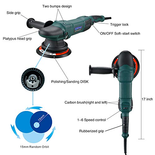 Hone HNPR615B Car Polisher, 15Mm Long-Throw Random Orbital Polisher thumb #1