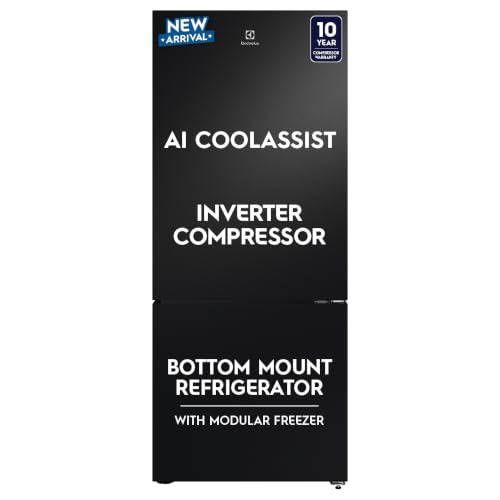Image of Electrolux 425L 1 Star Double Door Refrigerator with AI CoolAssist, Bottom Mount Freezer, GreenZone Technology, Cooling 360, Inverter, Frost Free, UltimateTaste 700, EBE4302C-B, Charcoal Black
