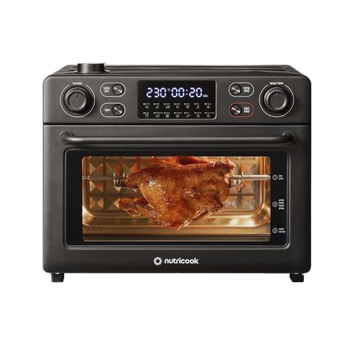 Nutricook Bakers Oven 12-in-1 Air Fryer Toaster Oven 30L with Steam Infusion | 360 Turbo Convection Rotisserie | Stainless steel inner cavity countertop friendly|Beige|NC-AFTO330K|2-Year Warranty