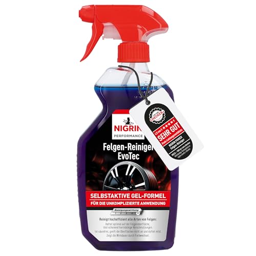 NIGRIN Limpiador de llantas EvoTec de alta eficacia para todo tipo de llantas, indicador de acción integrado, autoactivo, sin ácidos, 750 ml
