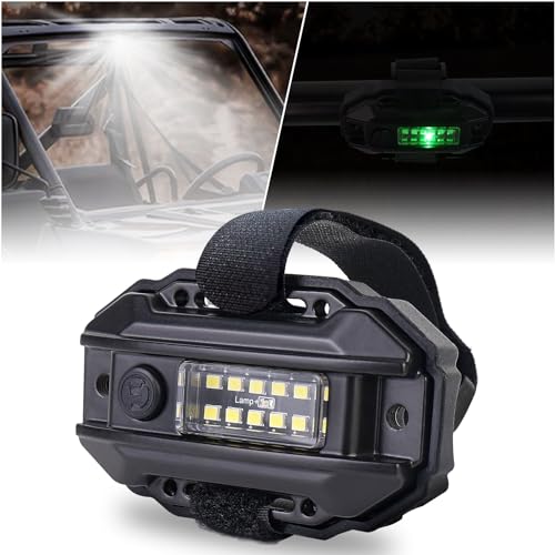 ZJUSDO UTV Dome Light, Universal Roll Bar LED Dome Lights Car Interior White Reading Light with Green Indicator for UTV Honda Kawasaki Polaris RZR Can-Am SXS ATV Truck