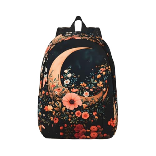 Sac bandoulière 17,7 pouces convertible en sac à dos Moon Flowers spacieux et ajustable