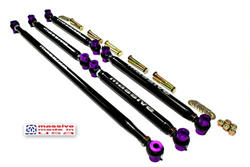 Made in USA - KIT Upper & Lower Control Arms + Panhard Bar Rod Compatible w/ 02-09 GM Trailblazer Envoy GMT360 SS Bravada Rainier Ascender 9-7X- RaceSpec Adjustable UCA LCA