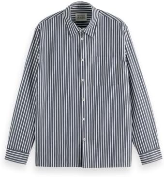Scotch & Soda Herren Poplin Shirt, Sky Captain Stripes, XXL