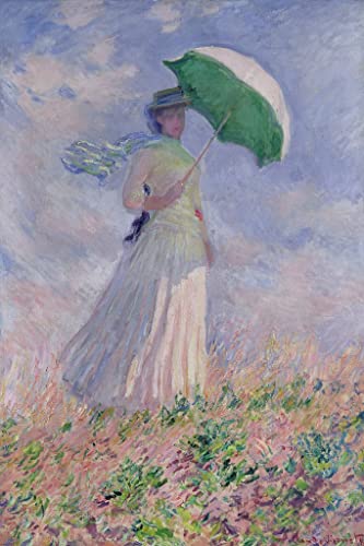 Affiche Toile Femme à l'ombrelle Claude Monet - Portrait décoration murale impression 60x90