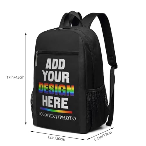 Custom Backpack for Mens Womens Personalized Backpacks with Photo Text Customize Casual Laptop Hiking Backpack for Travel Camping Work 17in4