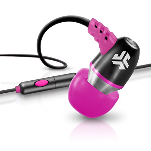 JLab Audio NEON Metal in-Ear Earbuds with Universal Mic for iPhone & Android, Guaranteed for Life - Black/Pink