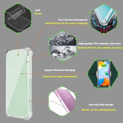 USTIYA Case for Motorola Moto G14 4G Clear TPU Four Corners Protective Cover Transparent Soft - image 8