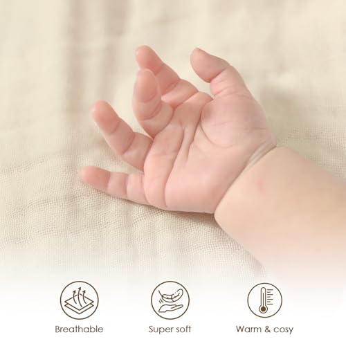 Image of Baby Blankets for Boys Girls, Soft Nursery Minky Blankets with Muslin and Dotted Fleece Back 30x40 inches, Receiving Bed Quilt for Newborn, Infants, Toddlers (Beige)