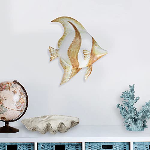 World of Wonders - Ocean Harmony Series - Marina - Elegant Angelfish Wall Sculpture Hand-Painted Easy Mount Beach House Shabby Chic Sea Life Marine Nautical Home Decor Accent, 12-inch - Image 6