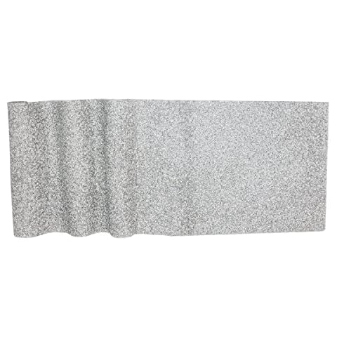 Luminous Table Runner, Colorful, Sparkling Rhinestones, Non-Slip Back, for Fun or Formal Dining Table Setting, Event, Wedding, Silver, 36", Sold Individually Cover
