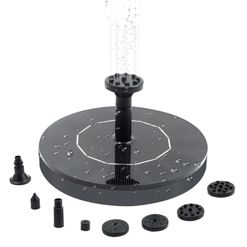Solar Springbrunnen für Außen 13cm Rund, Kompatibel mit Garten und Teichdekoration, Schwimmende Solar Teichpumpe mit 6 Düsen, Umweltfreundliche Wasserspiel Lösung ohne Batterie
