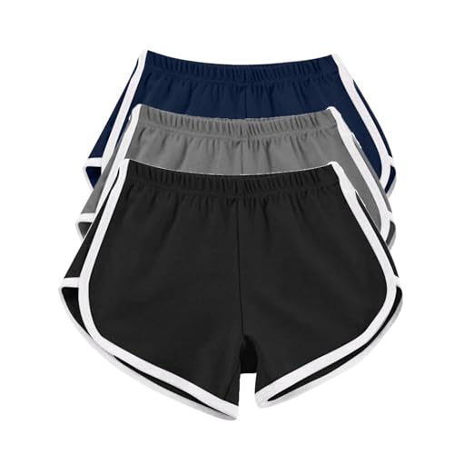 3 pantalones cortos para mujer, informales, deportes, yoga, entrenamiento, atletismo, correr, gimnasio, debajo del vestido, hot pink, L