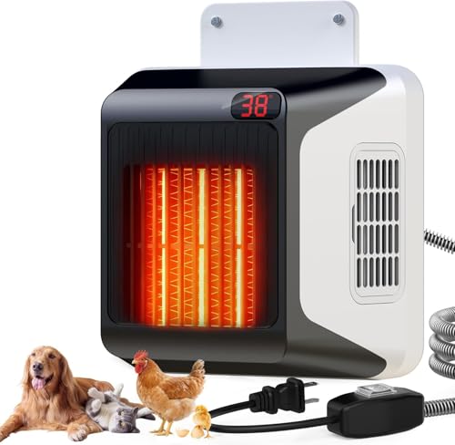 Advwin Dog House Heater With Thermostat, Pet Heater With Safe Overheat Protection & Anti Chew Cord, 2 Heating Mode (300W/600W) Pet Warmer Suitable For Dogs Chicken Coops Rabbits