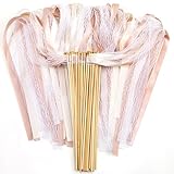 AUGSHY Hochzeitsstäbe (Wedding Wands) aus Polyesterband, Holzstäben Metallglocken für Hochzeitszeremonien, Partys, Feiertage Veranstaltungen