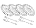 Godinger Dublin Dessert Plates and Forks, Appetizer & Salad Plates with Utensils - Set of Four - Clear Crystal, 7in