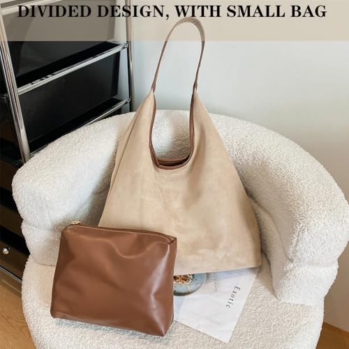 Image of Suede Hobo Bag for Women - Brown Retro Slouchy Purse - 2025 Upgrade New Fall Collection