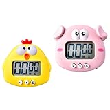 SOLUSTRE 2 Stücke Eieruhr Küchentimer Mini Schwein Küken Figur Design Mechanischer Timer Küchenwecker Timer Time Erinnerung zum Küche Kochen Backen Spielen Innen Wohnzimmer Deko
