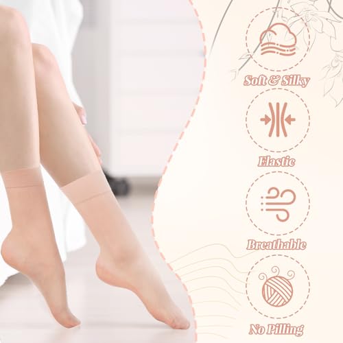 Ouligay 4 Pairs Sheer Socks Women,Thin Socks,Nylon Sock Ankle High for Women Spring and Summer Breathable Cool Sock(4 Color)4