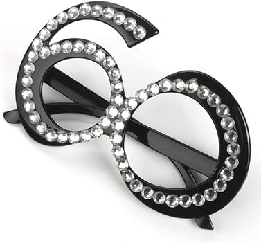 Miniatura 7 de Gafas de sol negras para cumpleaños número 60, montura de cristal del número 60, gafas de sol divertidas para disfraz, decoración de celebración,