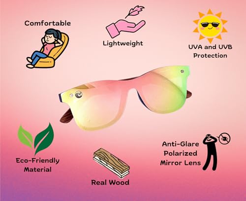 1504 Wood Sunglasses with Polarized Mirrored Lenses for Women and Men with UVA/UVB Ray Protection2
