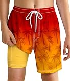 YGDSX Boys Swim Trunks with Compression Liner Boys Quick Dry 2 in 1 Swim Shorts Summer Beach Shorts Orange...