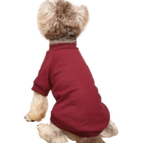 Image of Soft Puppy Sweater for Small Dogs Winter Knit Pullover, Wine XL | Elastic Cuffs Pet Clothes, Holiday Party Matching, Fall Winter Daily Outfit, Soft Breathable Machine Washable Sweatshirt
