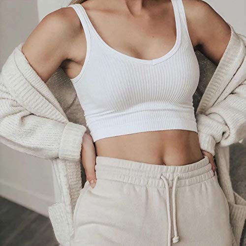 Artfish Women's Sleeveless Shirt Ribbed Fitted Scoop Neck Basic Crop Tank Top Cropped2