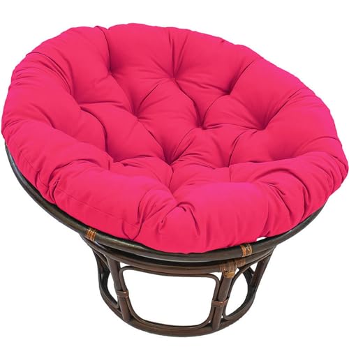 Reyox Water Resistant Papasan Chair Cushion, Outdoor Overstuffed Chair Cushion with Non-Slip Ties for Papasan Chairs Hot Pink 47 inch Round