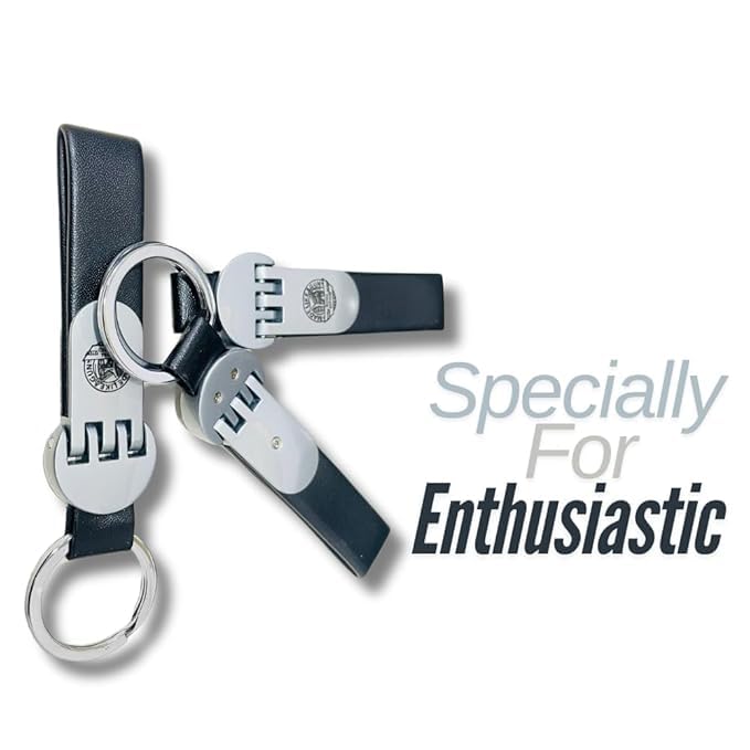 Image of RE Emblem Dual Logo PU Leather Keyring durable Key Holder with Dedicated Keychain - Black