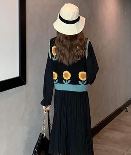 Image of Women's Sweater Vest,Y2K Sleeveless Pattern Preppy Style Knitted Crop Tank Top for Girl