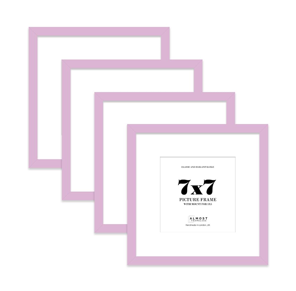 7x7 Lilac Picture Frame with Mount for 5x5 Photos, Prints - Modern Square Wall Frame, Set of 4 — image 1