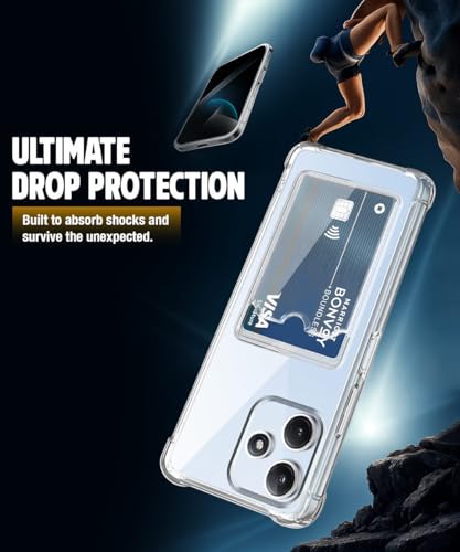 Image of WOW IMAGINE Transparent Back Cover Case for Mi Redmi 12 4G | Flexible Built-in Slim Card Pockets Wallet | 360 Camera Protection TPU | Soft Silicone Mobile Cover - Transparent