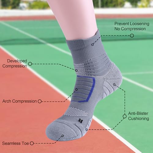 Mens Quarter Socks,Compression Cushioned Anti-Blister Athletic Socks for Running Hiking Basketball2