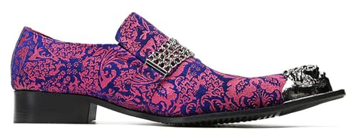 Santimon Mens Loafers Wedding Dress Casual Slip On Genuine Leather Mocassinss Metal Tip Toe Chain Penny Loafers Fashion Prom Tuxedo Western Ballroom Party Disco Shoes for Mens3