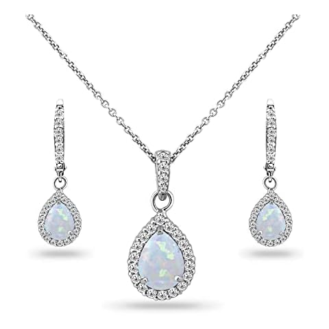 B. BRILLIANT Opal Teardrop Necklace & Earrings Set Cover