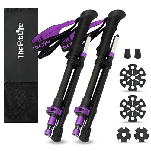 TheFitLife トレッキングポール 折畳み 登山 ストック 軽量 100-120cm伸縮 ウォーキングポール ウォーキングステッキ 2本セット 登山杖 登山ポール 山登り ステッキ ハイキングポール 男性 女性 高齢者
