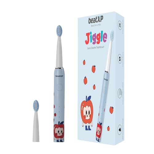 Image of beatXP Jiggle Sonic Electric Toothbrush for Kids with 2 Brush Heads & 3 Cleaning Modes | Rechargeable Electric Toothbrush | 20500 strokes /min with Long Battery Life (Snoozy Blue)