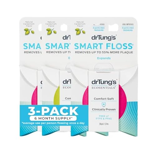 DrTung's Smart Floss - Natural Floss, PTFE & PFAS Free Floss, Gentle on Gums, Expands & Stretches, BPA Free Floss - Natural Dental Floss Cardamom Flavor (Pack of 3)