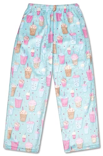 Image of iscream Big Girls Silky Soft Bold Print Plush Fleece Pants - Ice Cream Parlor Collection