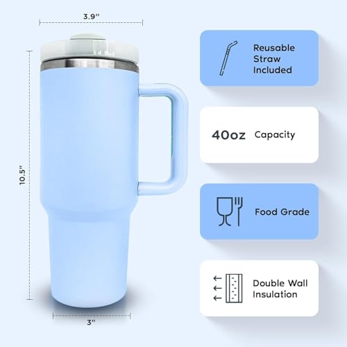 Image of Decorcrafts 1.2 Litre Tumbler with Handle Straw & Lid | Insulated Reusable Stainless Steel Water Bottle | Leak Proof Mug for Office, Gym, Travelling (Blue)