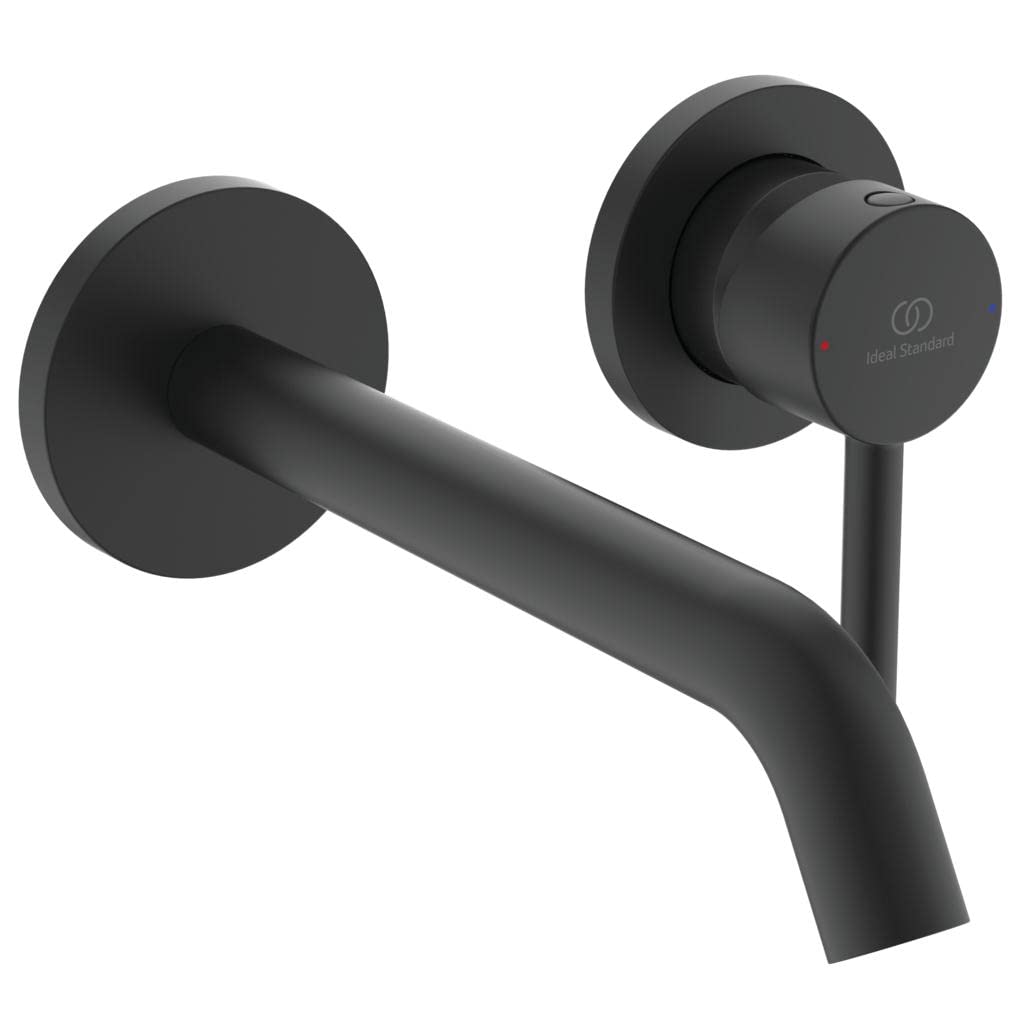 Ideal Standard – Ceraline Wand-Waschtischarmatur, Unterputz Bausatz 2 für Fertigmontage, wassersparende FirmaFlow Kartusche, Oberfläsche Silk Black (Schwarz matt)