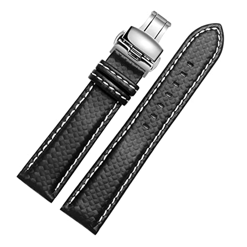 HMFang 18mm 20mm 22mm 24mm YrvXgbv J[{t@Co[ XeXX`[obN(White deploy clasp,20mm silver clasp)