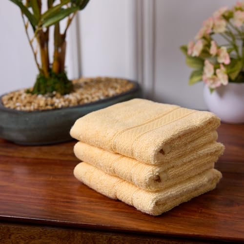 Image of Bamboo Soul Bamboo Face Towel | Ultra Absorbent & Super Soft | 30 x 30 cm - 550 GSM | Pack of 3 (Yellow)