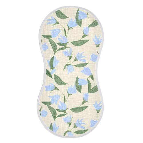 4 Pack Baby Burp Cloths, Soft Absorbent Burping Cloths for Babies, Cotton Milk Spit Up Rags, Large Size for Newborns, Baby Boys and Girls (Blue Floral Beige)2