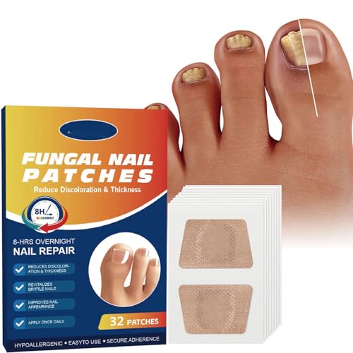 32 parches de tratamiento de uñas fúngicas, parches de reparación de uñas, almohadillas de reparación extra fuertes de 8 horas, parches de reparación de uñas antihongos para uñas débiles y dañadas