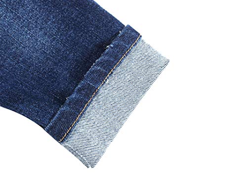 Kidscool Space Kids pernas viradas para cima faixa elástica interna macia lavada jeans slim, Azul, 9
